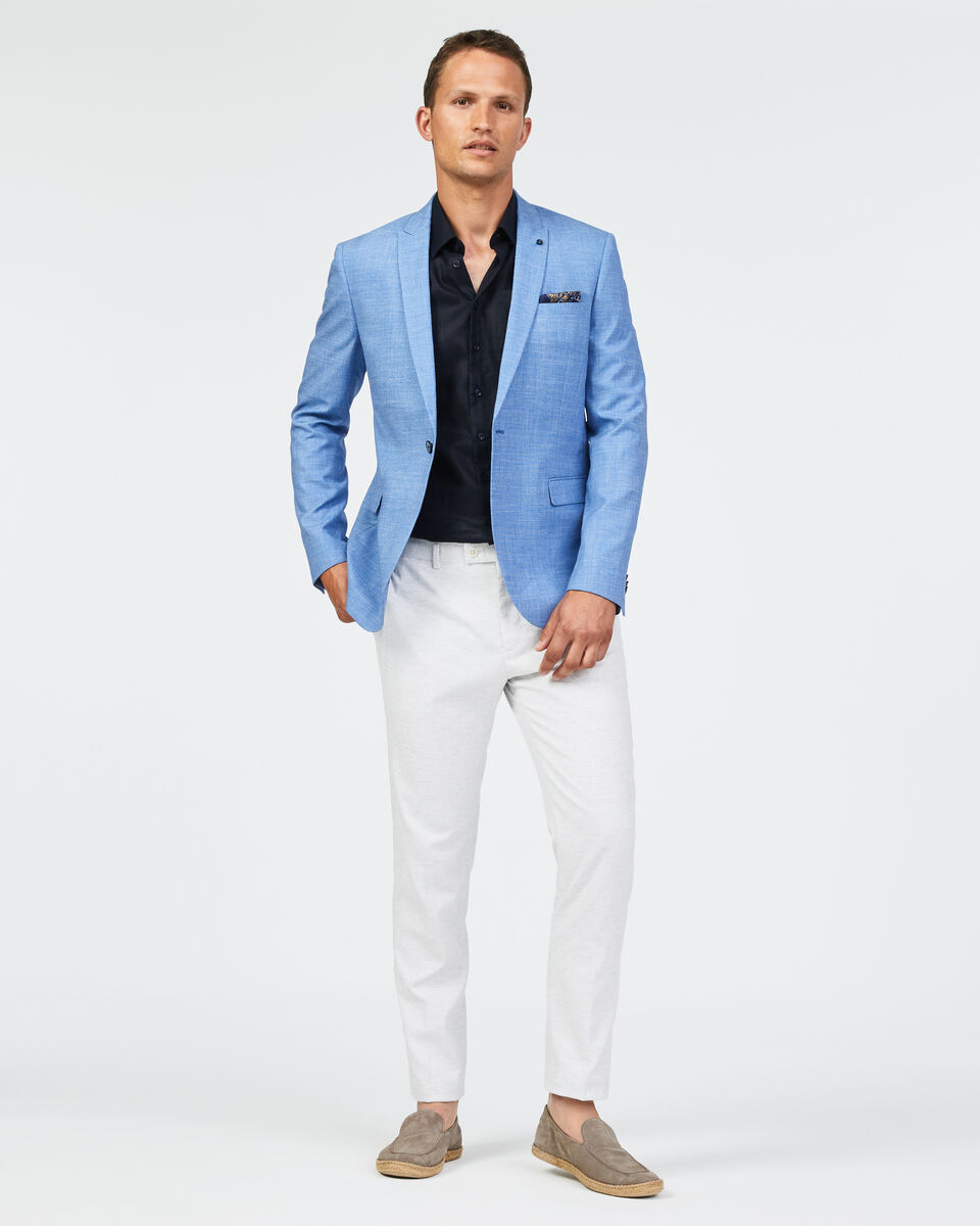Slim Stretch Textured Tailored Blazer, Sky Blue, hi-res
